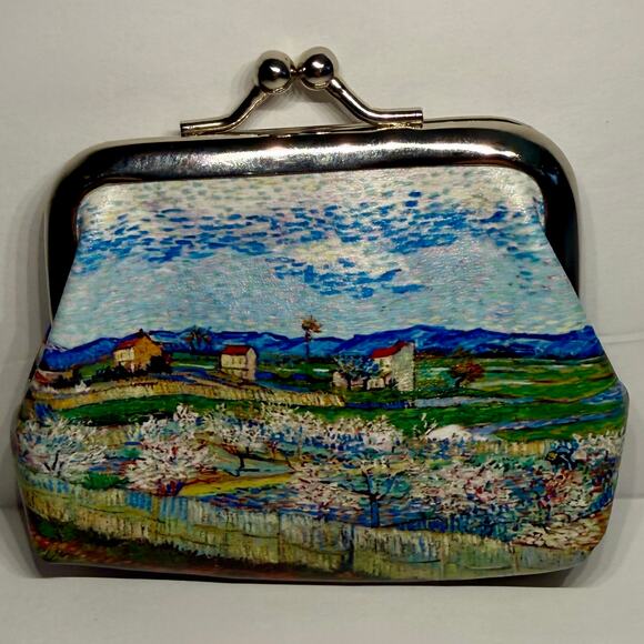 🎨 NWOT Van Gogh Coin Purse Clasp Wallet Change Purse Art The White Orchard - Picture 2 of 6